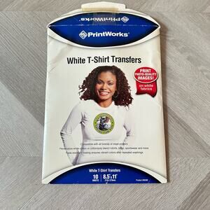 PrintWorks White T Shirt Transfers 10 Sheets 8.5 x 11.